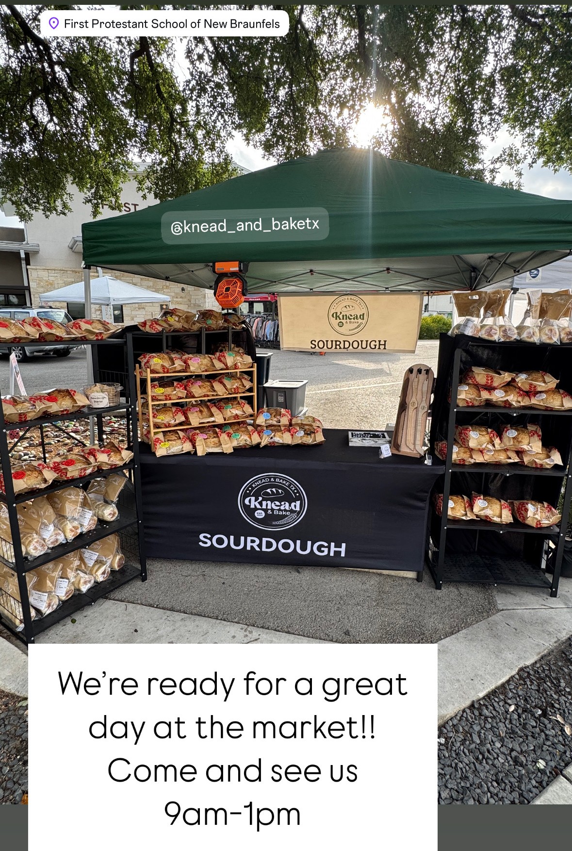 Knead & Bake TX market stand open