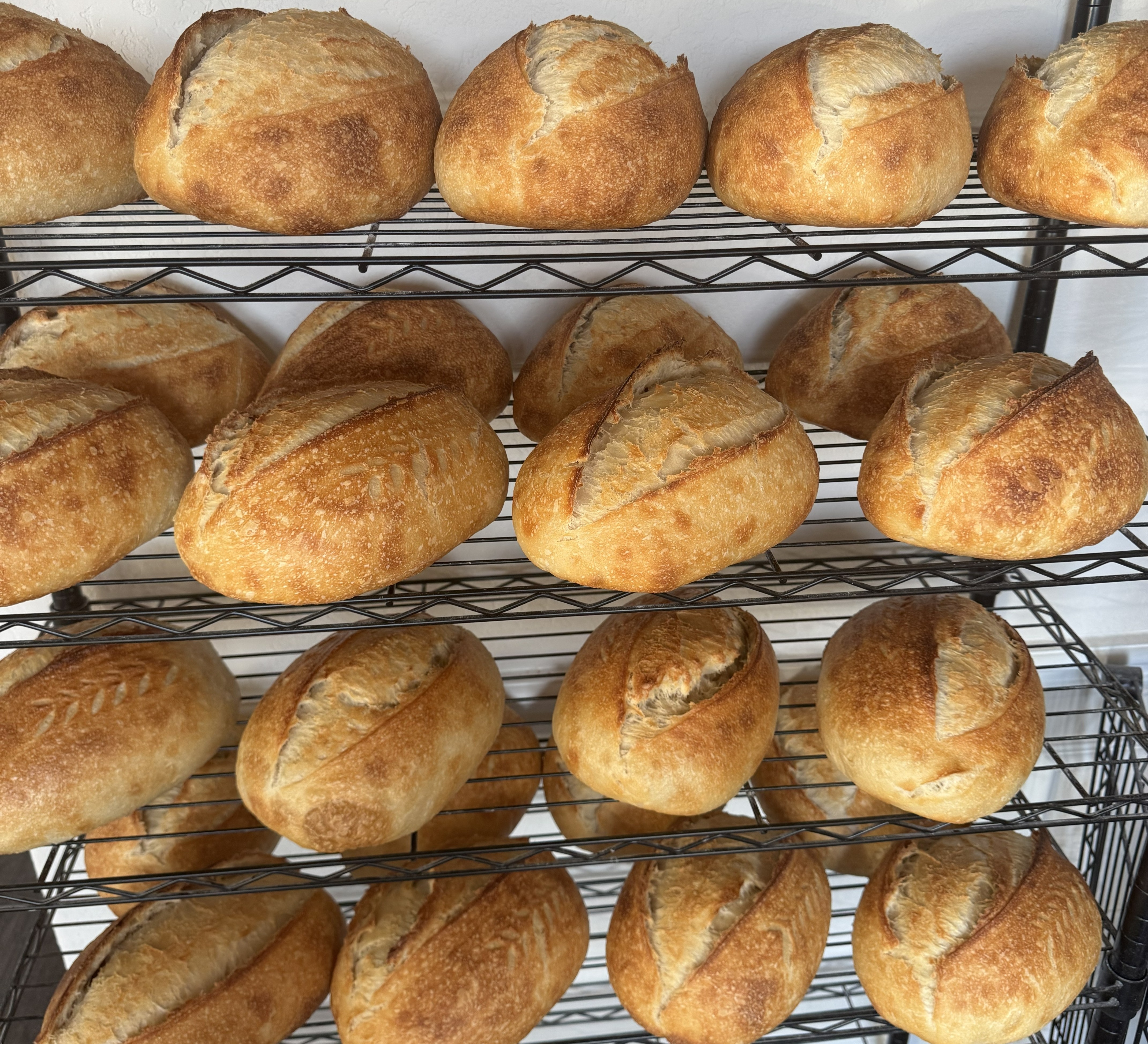 Fresh sourdough loaf with golden crust